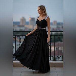 Adrianna Pappel black beaded gown- like new- size 10